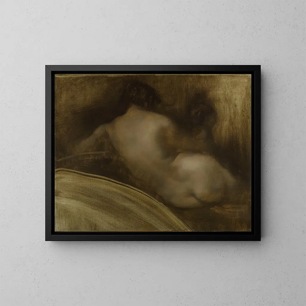 a nude woman from behind, corner figure - Eugène Carrière — framed artwork on a wall