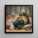 Un hombre con traje oriental fumando en un sofá - Eugène Delacroix — cuadro enmarcado en la pared
