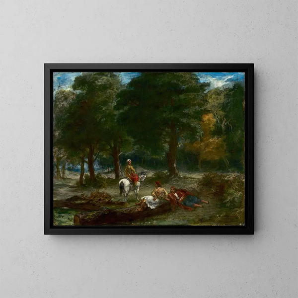 Caballeros griegos descansando en el bosque - Eugène Delacroix — cuadro enmarcado en la pared