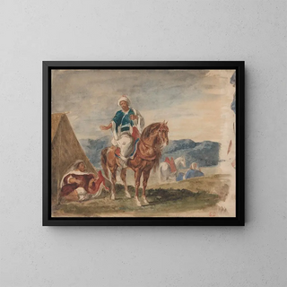 Eugne Delacroix - Three Arab Horsemen at an Encampment.webp