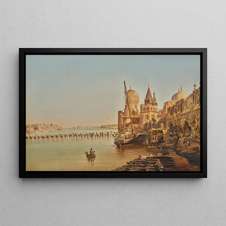 Eugne Flandin - The Old Boat Bridge Baghdad.webp