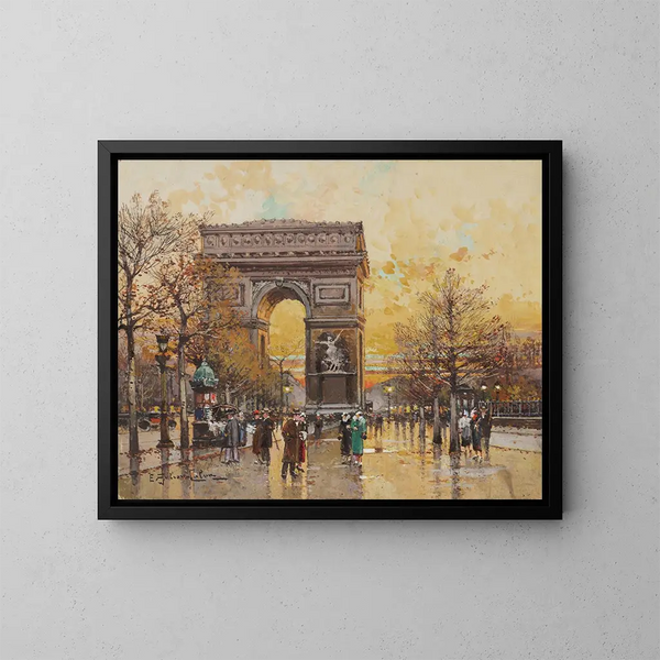 Arco de Triunfo en otoño - Eugène Galien-Laloue — cuadro enmarcado en la pared