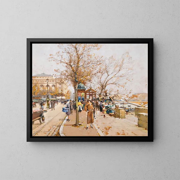 La Place du Châtelet, París - Eugène Galien-Laloue — cuadro enmarcado en la pared