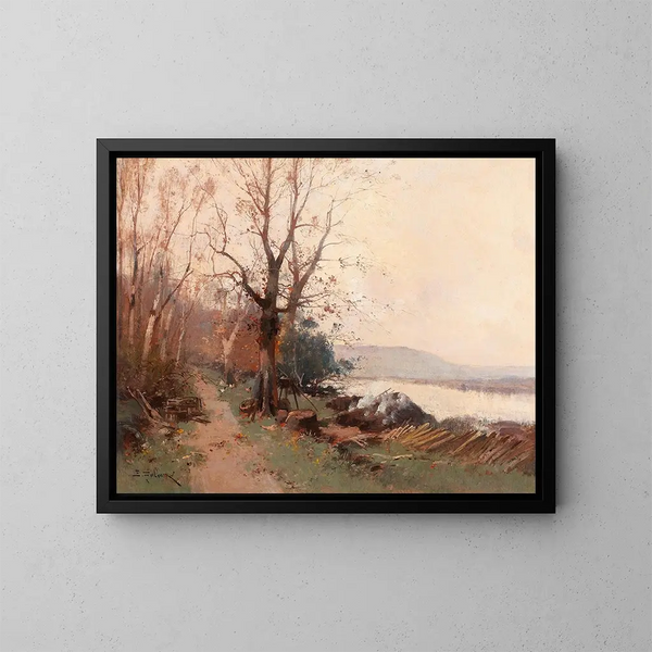 River landscape - Eugène Galien-Laloue — framed artwork on a wall