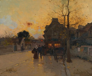 Pueblo una tarde de otoño - Eugène Galien-Laloue — vista de la obra