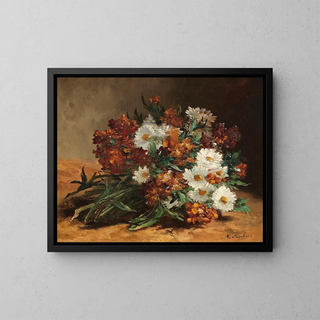 Bouquet de marguerites et laque dorée - Eugène Henri Cauchois — framed artwork on a wall