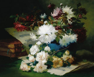 Eugne Henri Cauchois - Still Life with Sheet Music and Books.webp
