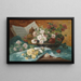 Still life with roses in a bowl - Eugène Henri Cauchois — framed artwork on a wall