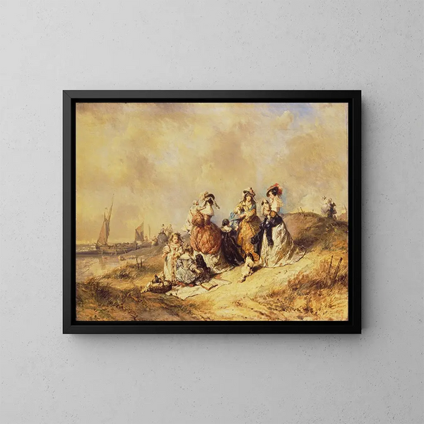 A walk by the seaside - Eugène Isabey — framed artwork on a wall