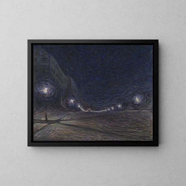 Hornsgatan la noche - Eugène Jansson — cuadro enmarcado en la pared