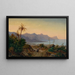 Coastal landscape painting with palm trees - Eugène von Guérard — framed artwork on a wall