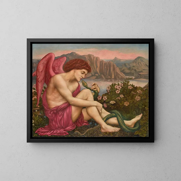 L'Ángel con la Serpiente - Evelyn De Morgan — cuadro enmarcado en la pared