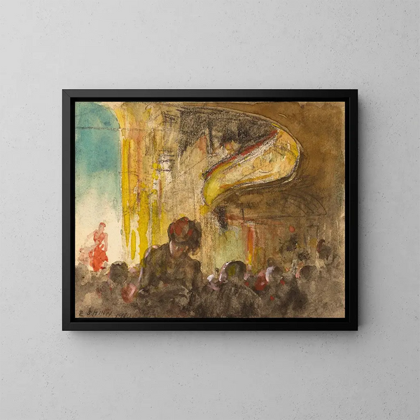 Sala de música de París - Everett Shinn — cuadro enmarcado en la pared