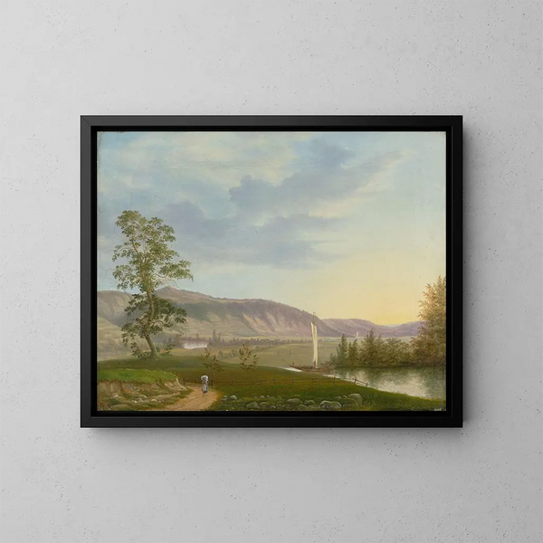 Vista del Elba en Dresde - F M E Fabritius De Tengnagel — cuadro enmarcado en la pared