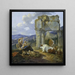 Familia de pastores junto a las ruinas del templo de Vespasien - Johann Heinrich Roos — cuadro enmarcado en la pared