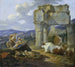 Familia de pastores junto a las ruinas del templo de Vespasien - Johann Heinrich Roos — vista de la obra