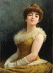 Una elegante dama con vestido amarillo - Fausto Zonaro — vista de la obra