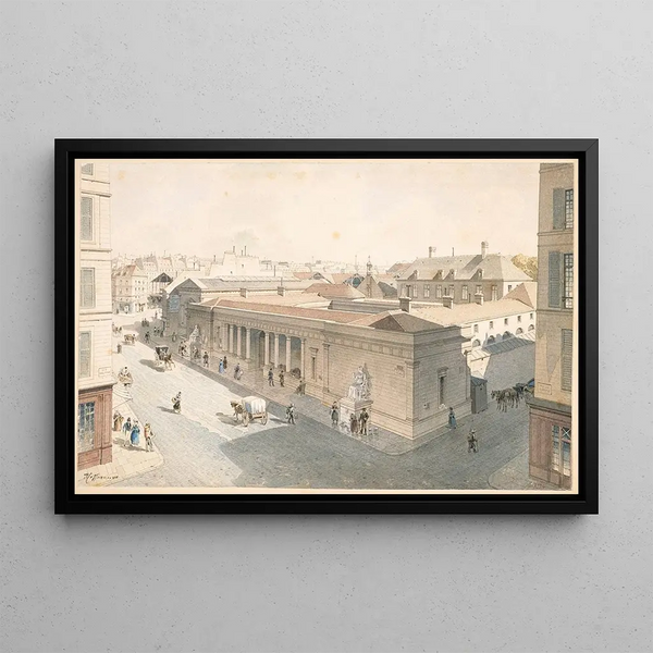 El mercado del Templo en 1840 y el convento de la Adoración Perpetua del Santísimo Sacramento - Fédor Hoffbauer — cuadro enmarcado en la pared