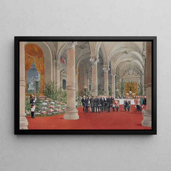 Recepción del rey de Inglaterra Eduardo VII por el presidente Loubet en el Ayuntamiento de París el 2 de mayo de 1903 - Fédor Hoffbauer — cuadro enmarcado en la pared