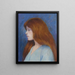 Profile of a woman on a blue background - Federico Zandomeneghi — framed artwork on a wall