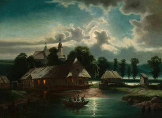 Paisaje de campo nocturno - Feliks Brzozowski — vista de la obra