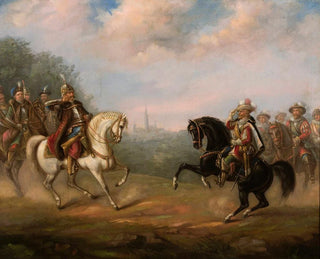 El rey Juan III Sobieski encuentra al emperador Leopoldo en Viena - Feliks Sypniewski — vista de la obra