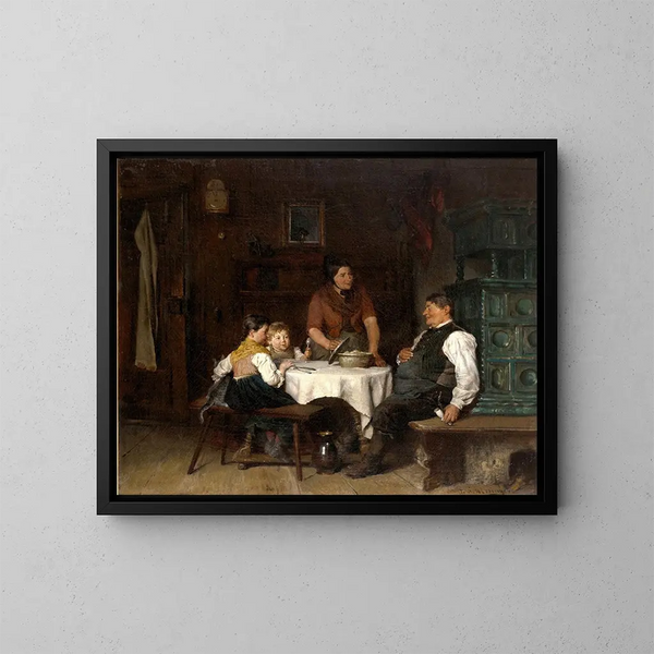 El asado festivo - Felix Schlesinger — cuadro enmarcado en la pared