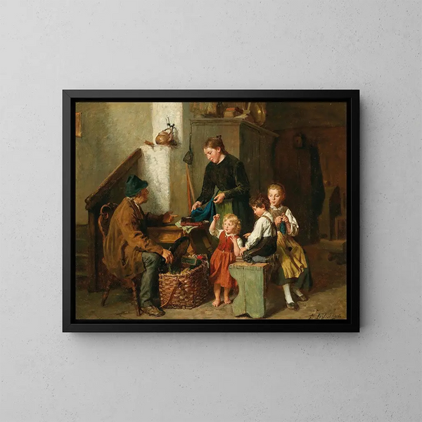 El vendedor ambulante - Felix Schlesinger — cuadro enmarcado en la pared