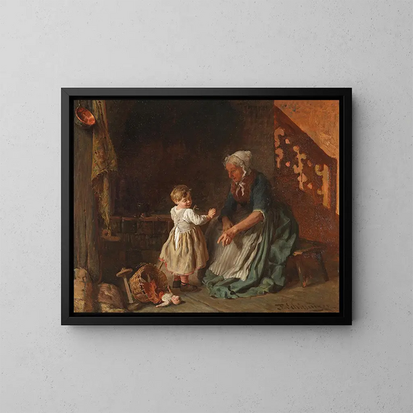 El cochecito volcado - Felix Schlesinger — cuadro enmarcado en la pared
