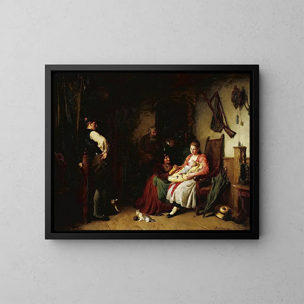 El recién nacido - Felix Schlesinger — cuadro enmarcado en la pared