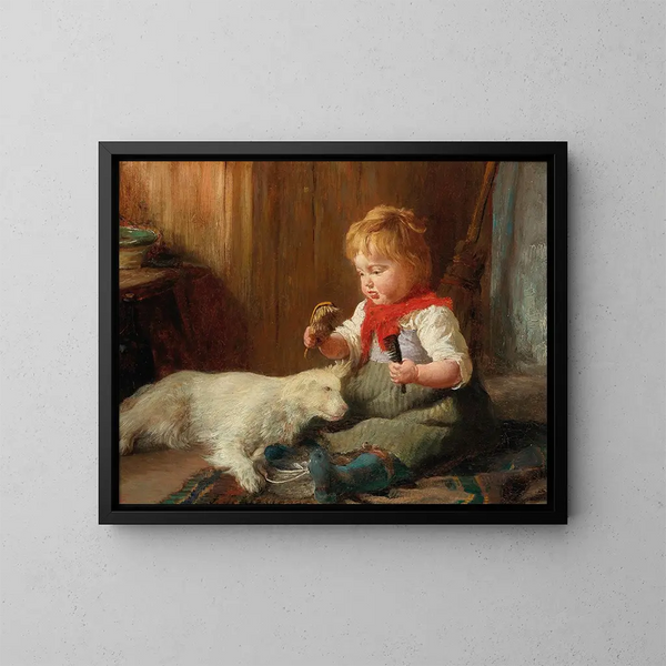 El joven peluquero - Felix Schlesinger — cuadro enmarcado en la pared
