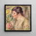 Mujer con rosa - Pierre-Auguste Renoir — cuadro enmarcado en la pared