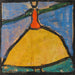 Femme aux bras écartés en jupe jaune - Egon Schiele — displayed in an interior
