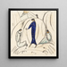 Woman in Blue with Two Escorts - Hermann Stenner — framed artwork on a wall