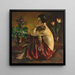 a Nude woman sitting with a red scarf - Egge SturmSkrla — framed artwork on a wall