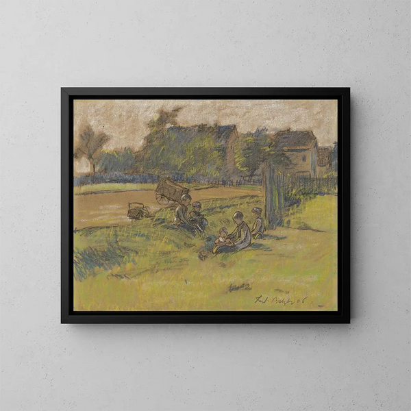 Niños en una pradera - Ferdinand Balzer — cuadro enmarcado en la pared