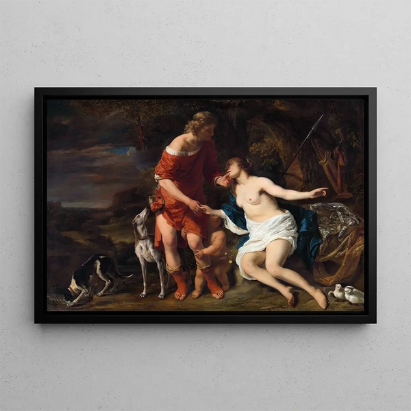Venus and Adonis Painting - Ferdinand Bol — framed artwork on a wall