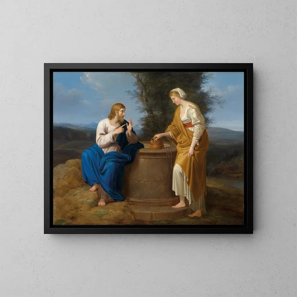 The Christ and the Samaritan Woman - Ferdinand Georg Waldmüller — framed artwork on a wall