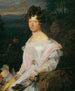 Dame in white dress in front of a Viennese forest landscape - Ferdinand Georg Waldmüller — artwork view