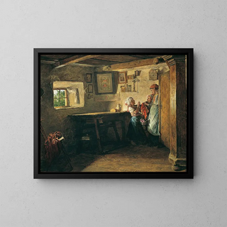 El viejo cofre - Ferdinand Georg Waldmüller — cuadro enmarcado en la pared