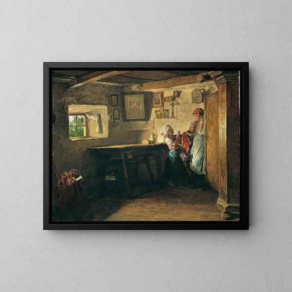 The Old Chest - Ferdinand Georg Waldmüller — framed artwork on a wall