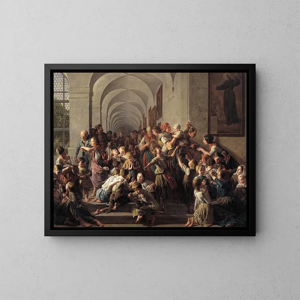 The convent soup - Ferdinand Georg Waldmüller — framed artwork on a wall