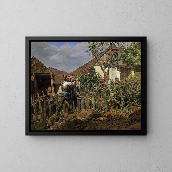Les Voisins - Ferdinand Georg Waldmüller — framed artwork on a wall