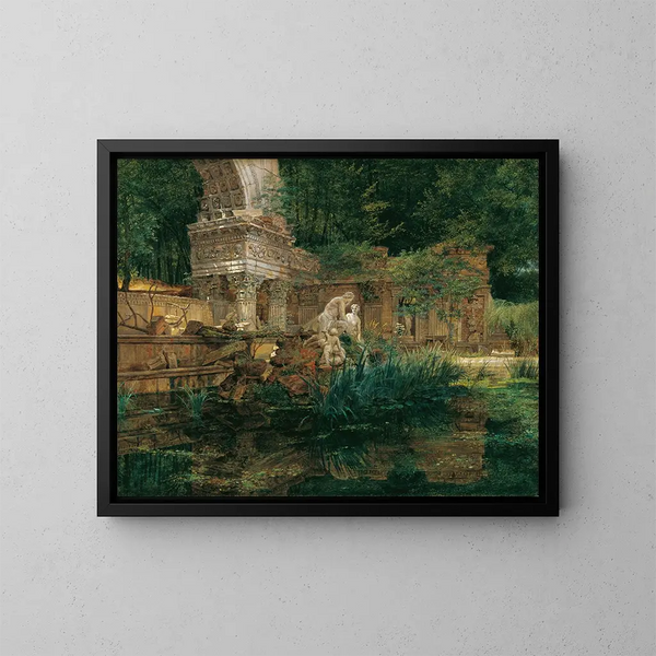 La ruine romaine à Schönbrunn - Ferdinand Georg Waldmüller — framed artwork on a wall