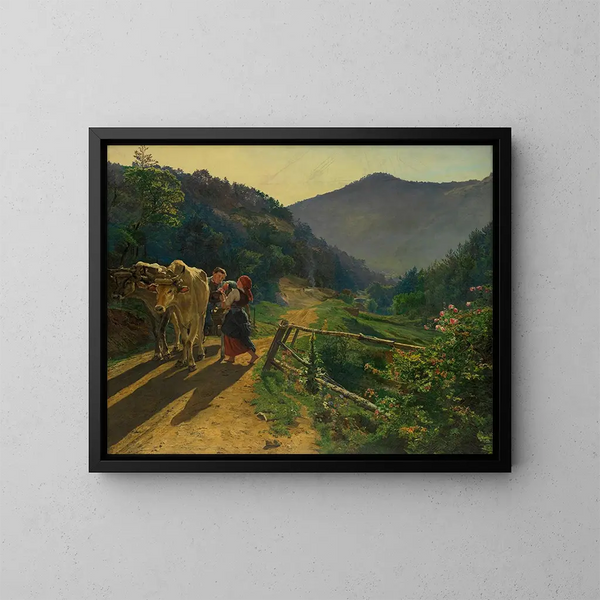 The Time of Roses - Ferdinand Georg Waldmüller — framed artwork on a wall