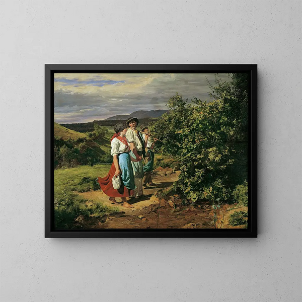 Return from work The Lovers at the crossroads - Ferdinand Georg Waldmüller — framed artwork on a wall