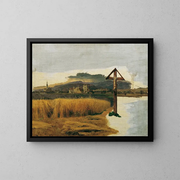 Landscape Painting of Brunn am Gebirge - Ferdinand Georg Waldmüller — framed artwork on a wall