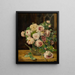 Ramo de rosas en la ventana - Ferdinand Georg Waldmüller — cuadro enmarcado en la pared