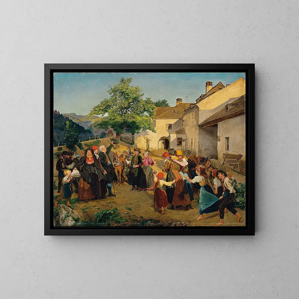 The bride's departure from her parents' house - Ferdinand Georg Waldmüller — framed artwork on a wall