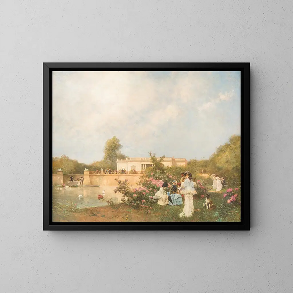 Día de verano en el jardín del palacio - Ferdinand Heilbuth — cuadro enmarcado en la pared
